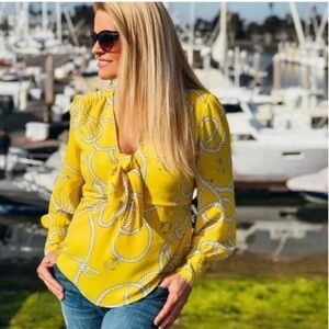 CAbi Reef Knot Yellow Blouse